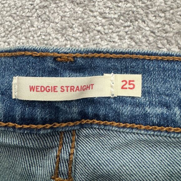 Levi's Premium Wedgie Straight Leg Button Fly Denim Jeans Womens 25 High Rise - Picture 4 of 16